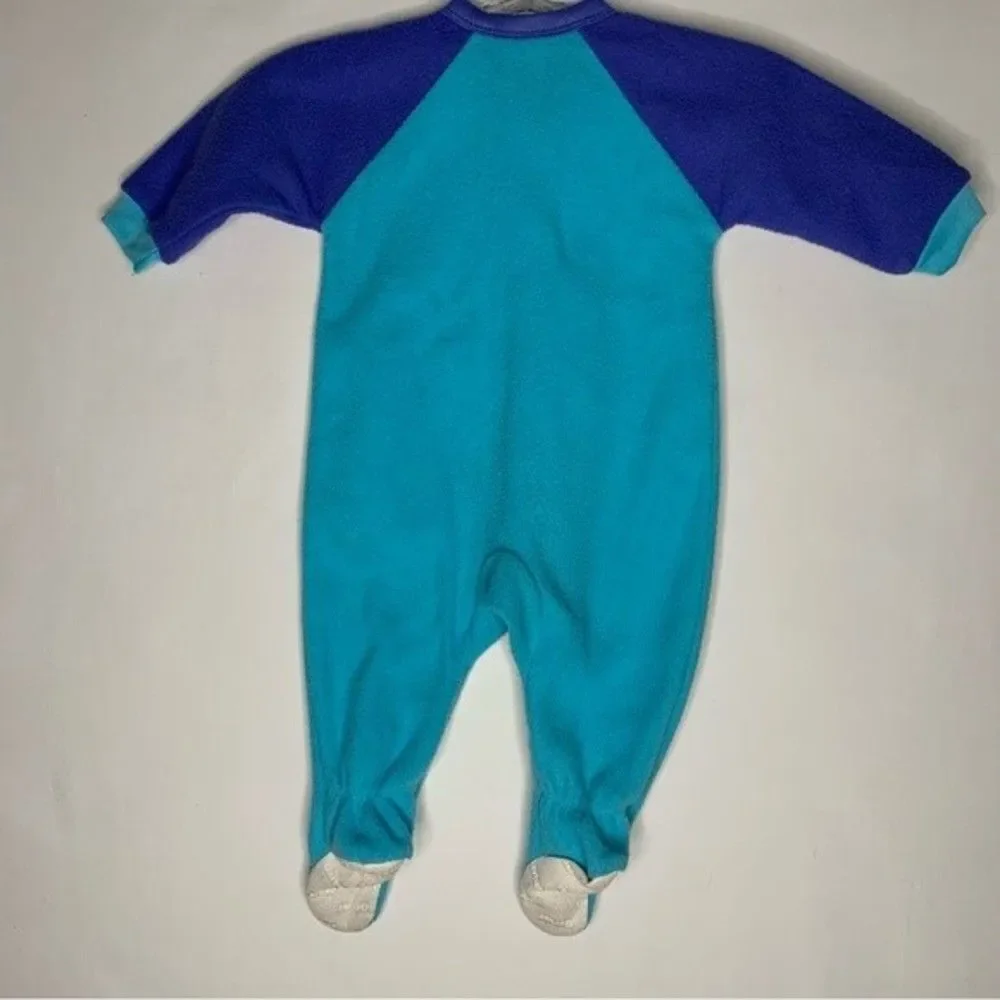 5/$15 Gerber Purple Blue Cupcake‎ Embroidered Full Zip Footed One Piece Pajamas